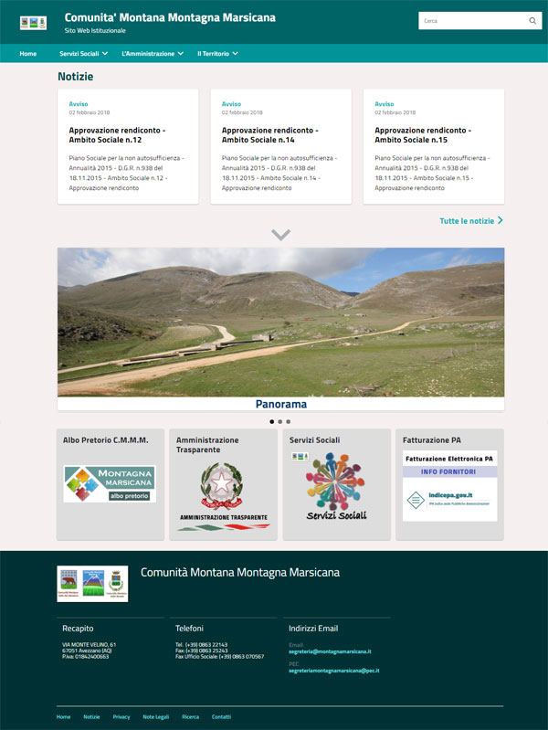 E' online il nuovo sito della Comunità Montana Montagna Marsicana. Il nuovo sito è stato sviluppato tenendo conto delle Linee guida di design per i siti web della PA dell'Agenzia per l'Italia Digitale.