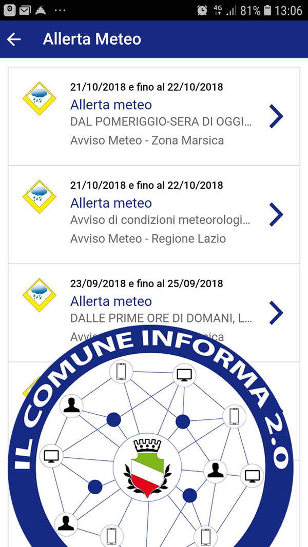il comune informa 2.0 allerta meteo