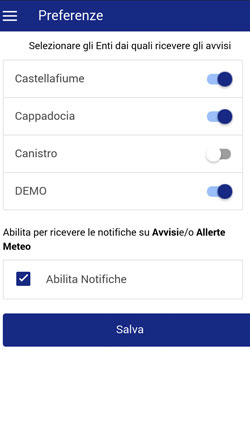 Il Comune Informa 2.0 - Preferenze